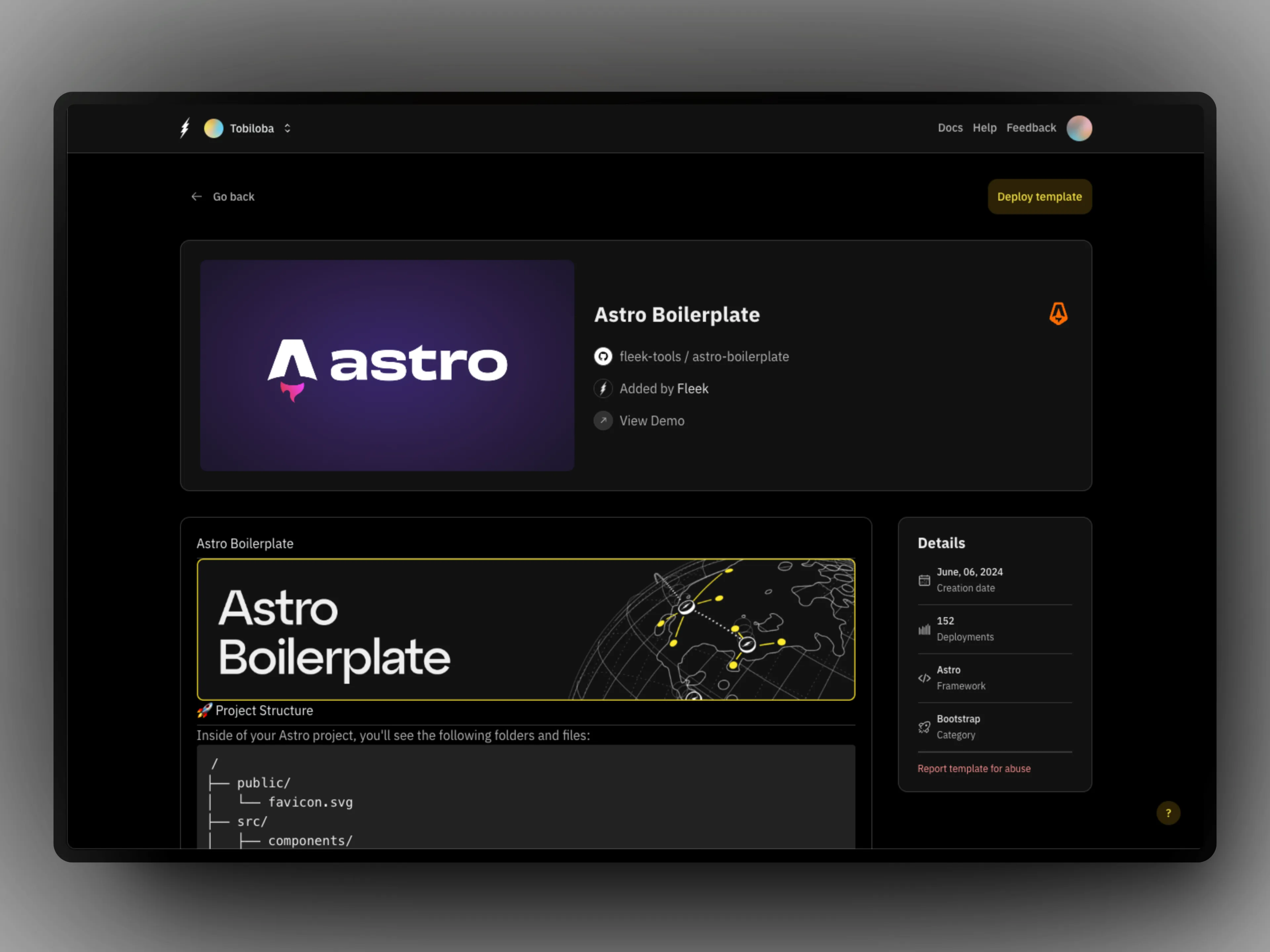 Astro template page